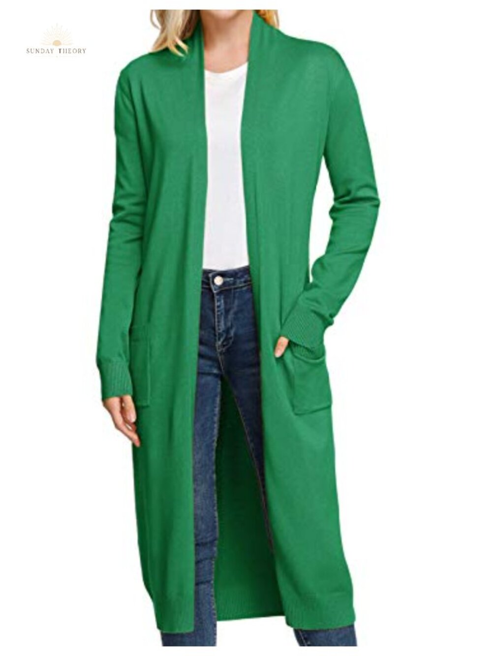 Open Front Maxi Long Knitted Cardigan Sweater with Pockets